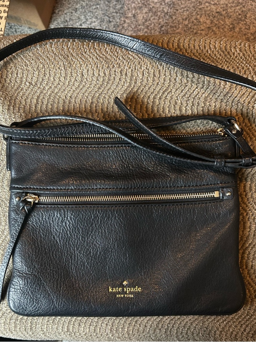 kate spade Black Leather Crossbody Bag with Gold Hardware